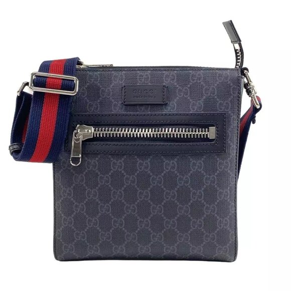 Gucci Handbags - 100% Auth GUCCI GG Plus/GG Supreme Dark Gray Black Multi PVC Leather 736-113024
